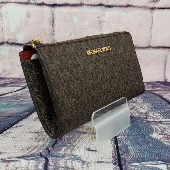 Michael Kors Jet Set Logo LG Wallet Brown - Picture 2 of 6